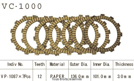 Guarnizioni dei dischi frizione Cross VC1000