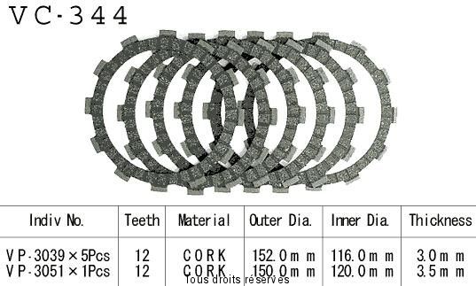 Rivestimenti della frizione VC344