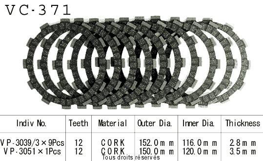 VC371 rivestimenti della frizione