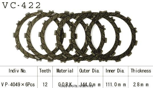 Rivestimenti della frizione VC422