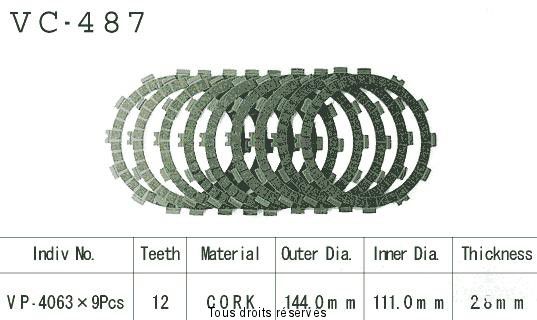 VC487 rivestimenti della frizione