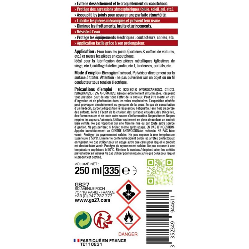 Lubrificante antifrizione al silicone 250 ml