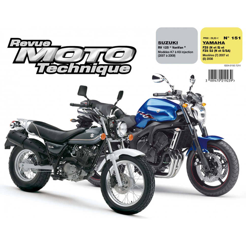 RMT 151.1 SUZUKI RV125 (dal 2007 al 2009) e YAMAHA FZ6N e FZ6S (dal 2007 al 2008)
