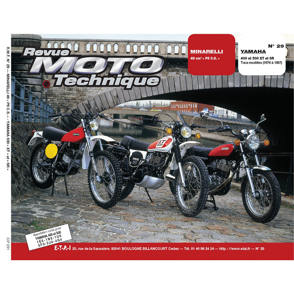 RMT 29 MINARELLI 49 P6 C.S. e YAMAHA 400 - 500 - XT - SR (dal 1976 al 1987)