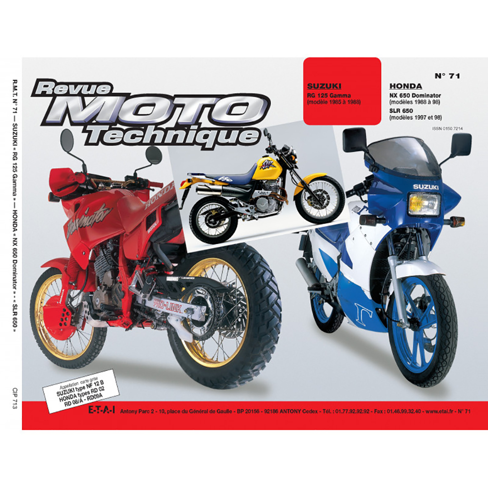 RMT 71,3 SUZUKI RG125 GAMMA (85-88) e HONDA SLR/NX 650 DOMINATOR (87-98)