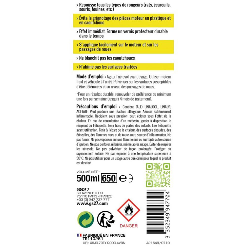Veicolo speciale repellente per roditori 500 ml