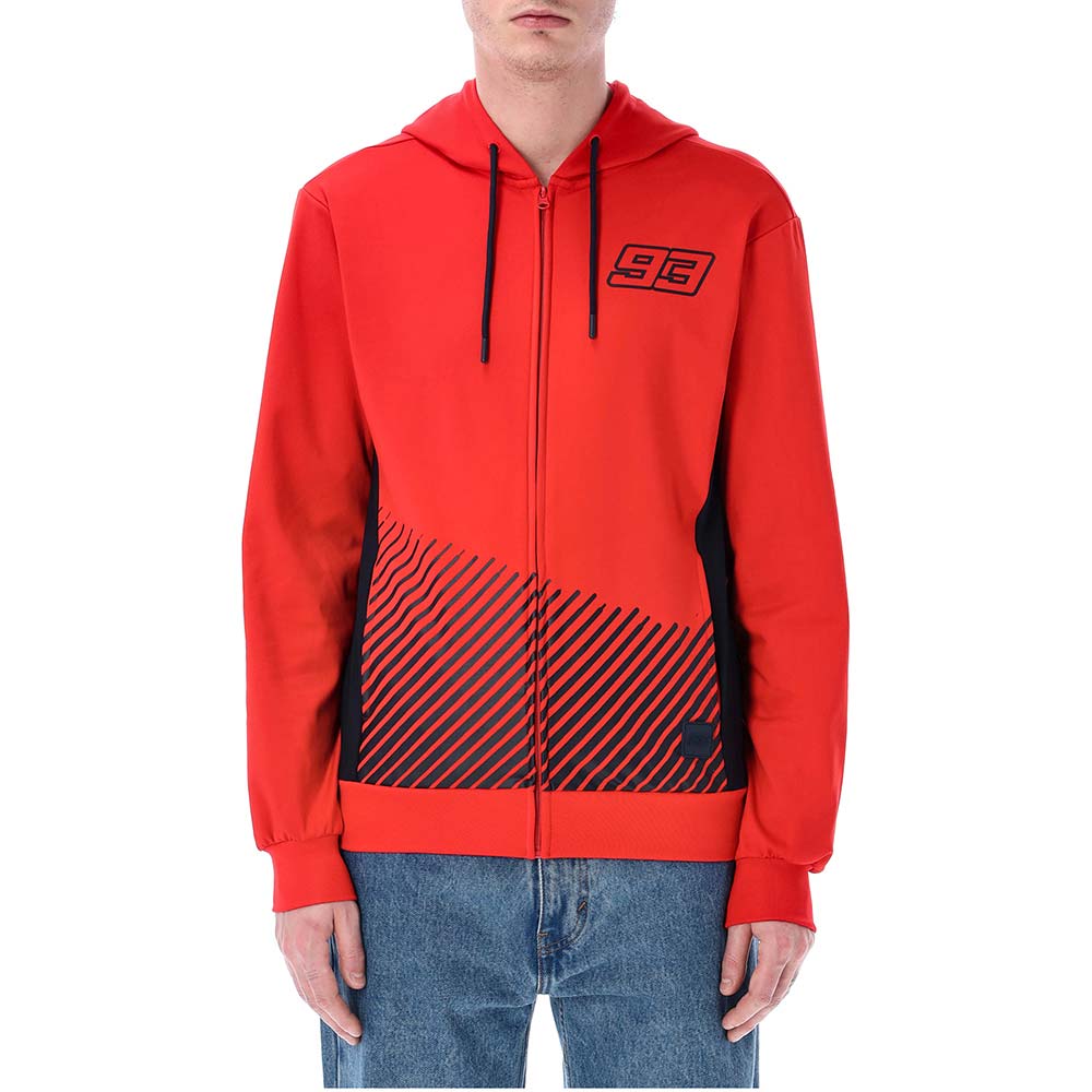 93 Felpa tecnica e a righe con cappuccio e zip