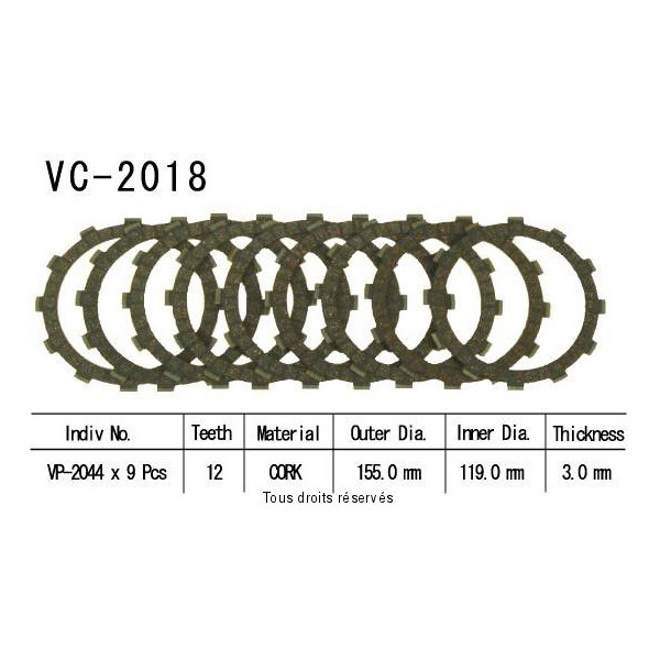 Rivestimenti della frizione Cross VC2018