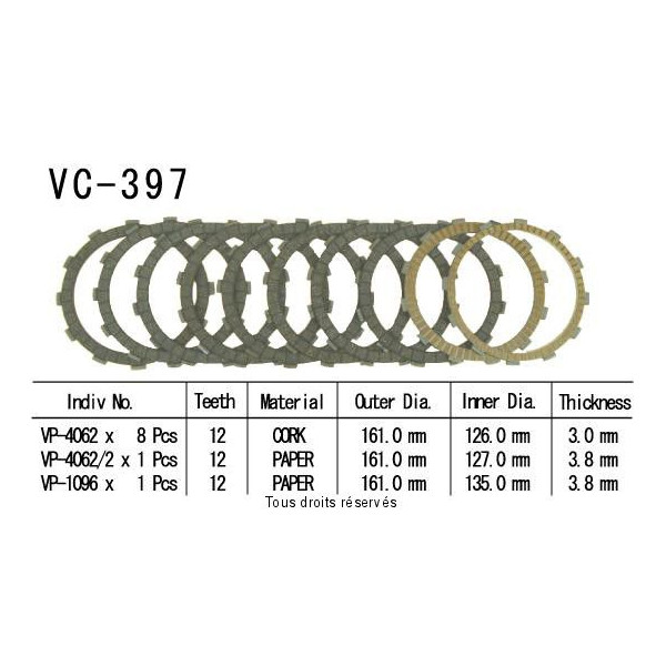 VC397 rivestimenti della frizione