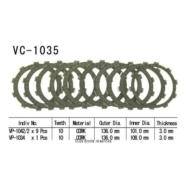 VC1035 rivestimenti della frizione