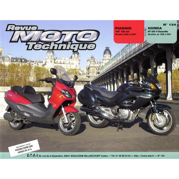 RMT 124.1 PIAGGIO 125 X9 (dal 2000 al 2001) e HONDA NT650 (dal 1998 al 2001)