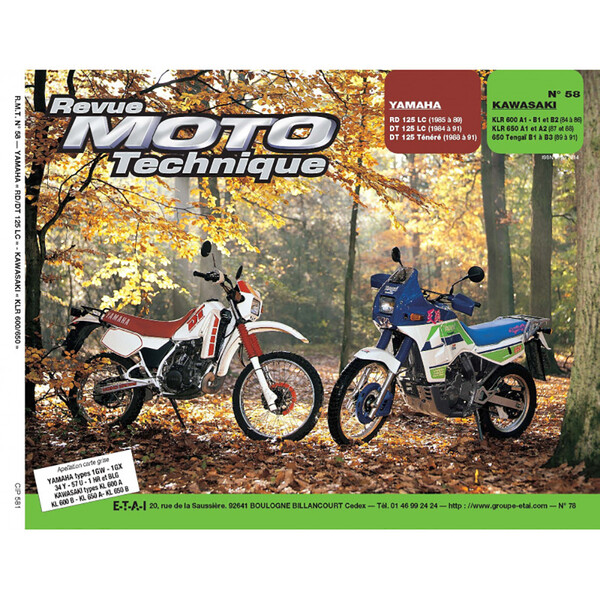 RMT 58.1 YAMAHA 125 RD-DT (dal 1984 al 1991) e KAWASAKI KLR 600-650 (dal 1984 al 1991)