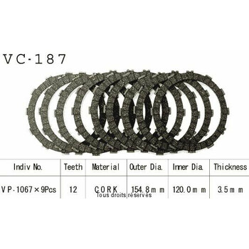 Rivestimenti della frizione VC187 Kyoto