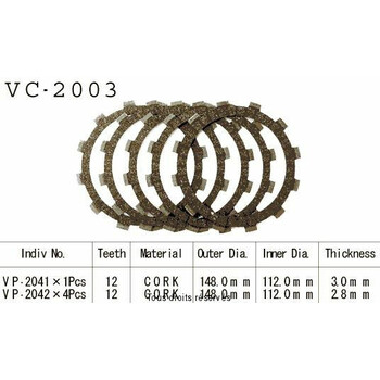 Rivestimenti della frizione VC2003 Kyoto