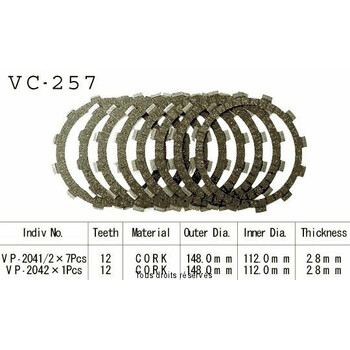 Rivestimenti della frizione VC257 Kyoto