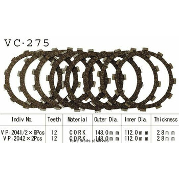 Rivestimenti della frizione VC275 Kyoto