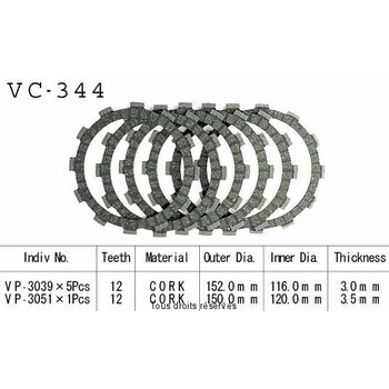 Rivestimenti della frizione VC344 Kyoto