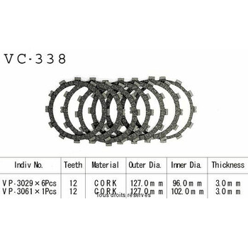 Rivestimenti della frizione VC338 Kyoto