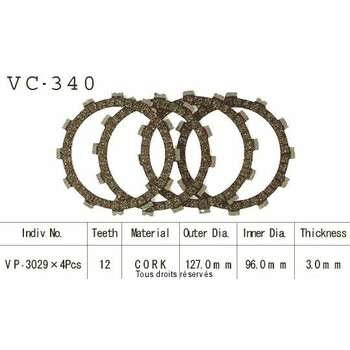 Rivestimenti della frizione VC340 Kyoto