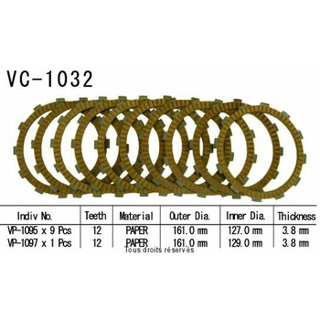 Rivestimenti della frizione VC1032 Kyoto